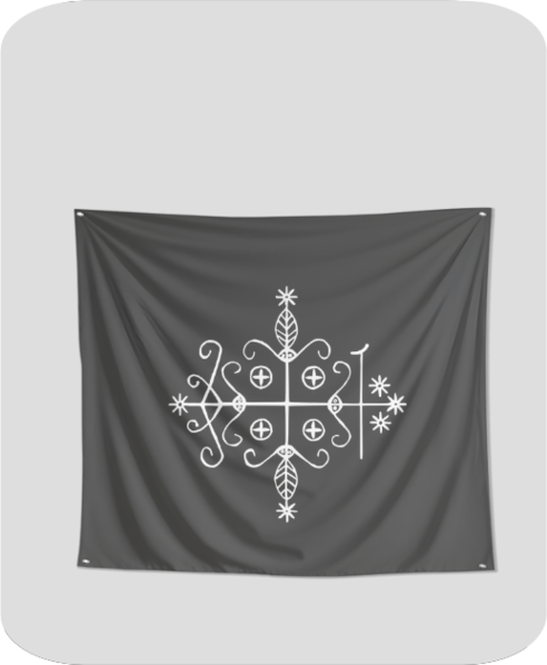 Papa Legba Veve Tapestry & Altar Cloth - 24"x24" Spiritual Decor