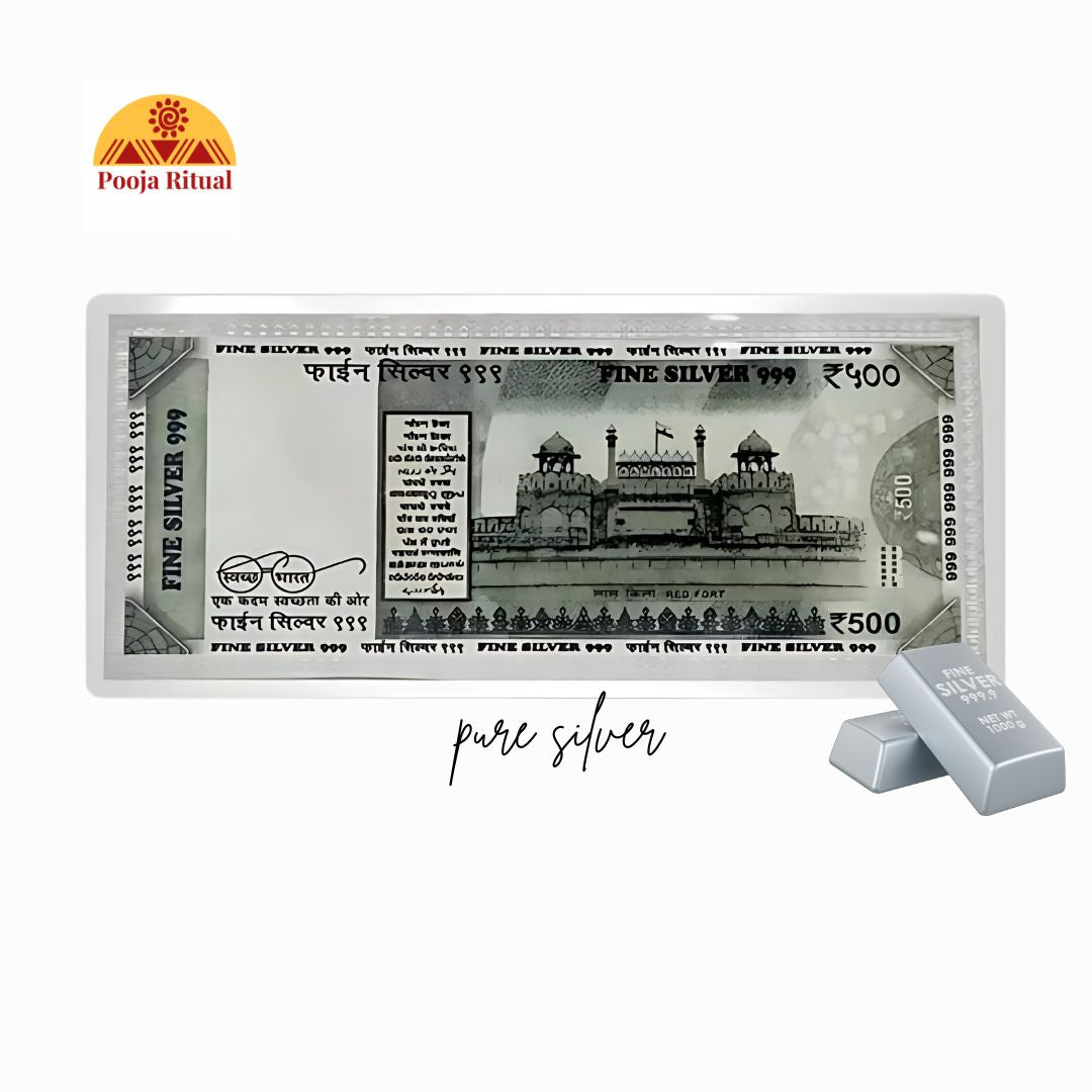 500 Rupee Silver Currency Note, 999 Grade Silver, Dhanteras