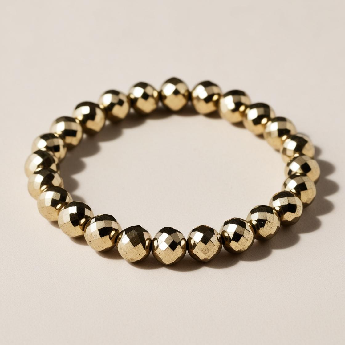 Luxurious Golden Pyrite Crystal Bracelet - 8mm Beads | Wealth & Protection