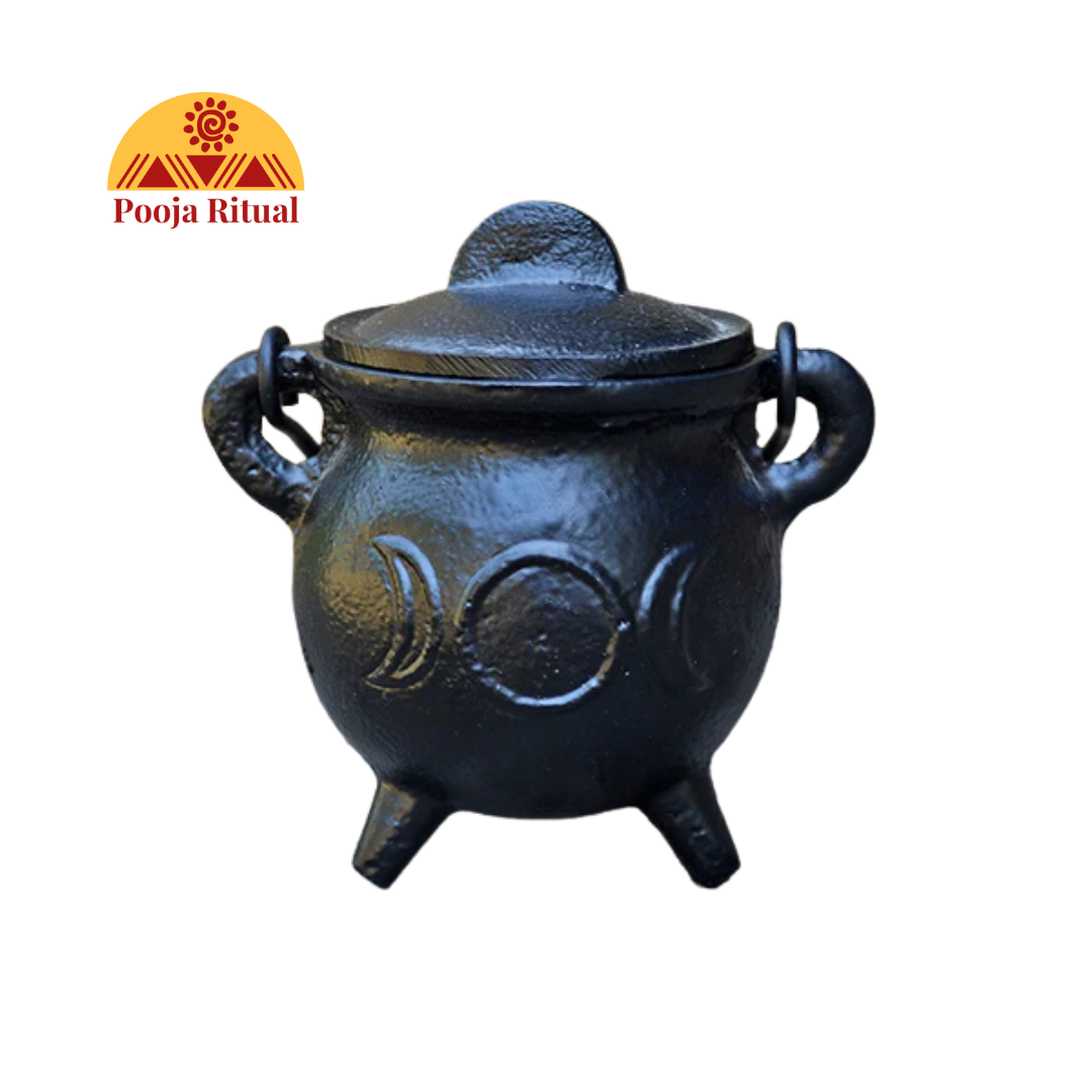 Carved Cast Iron small Cauldron