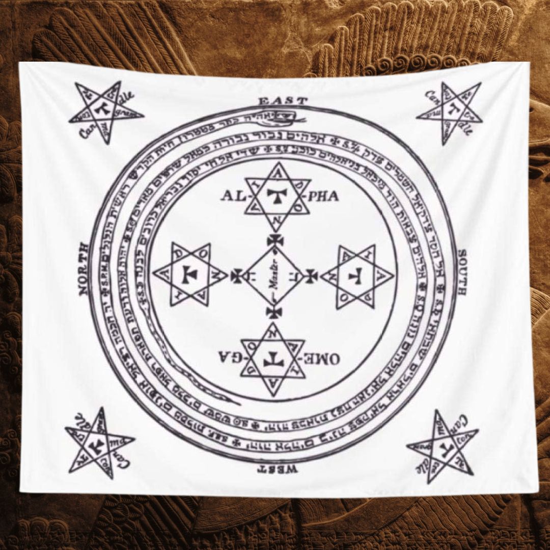 The Magical Circle of Solomon (Black on White) Mat