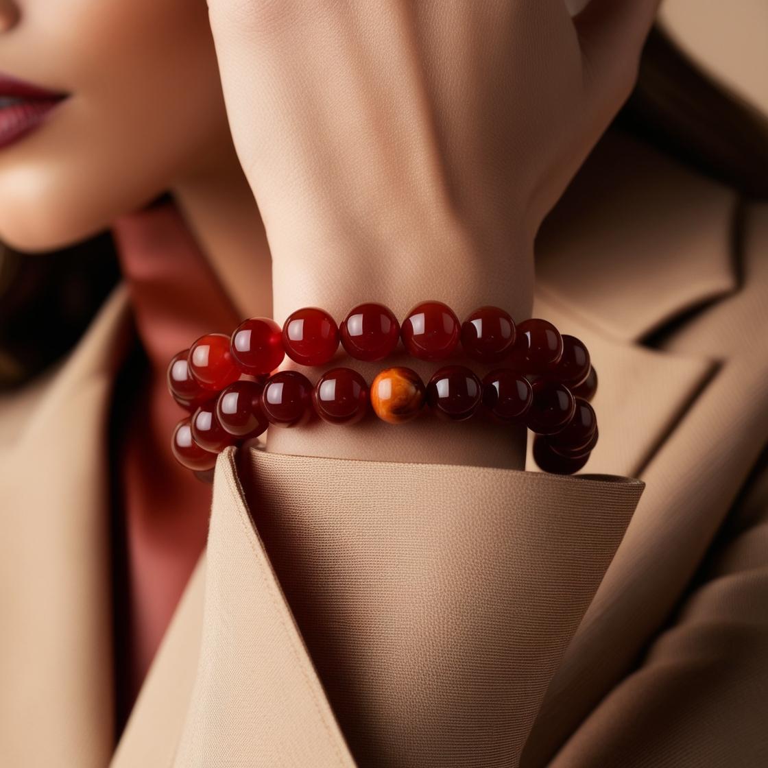 Carnelian 8mm Beaded Bracelet