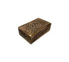 Wooden Handmade Storage Box Triple Moon Pentacle Rustic Brown Made in India 5x8"