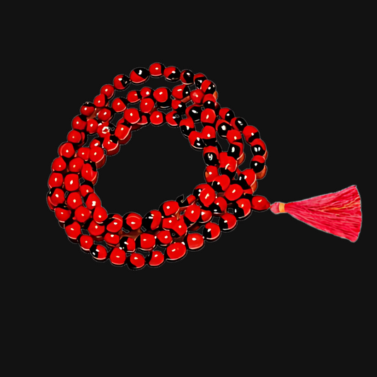 Red Chirmi Seeds/Gunja Mala with 108 Beads