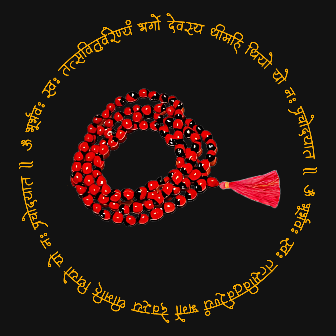 Red Chirmi Seeds/Gunja Mala with 108 Beads