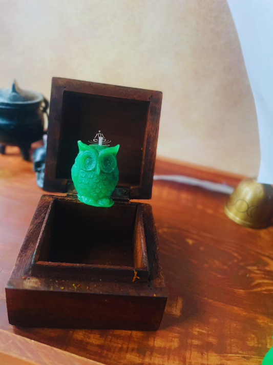 Green Owls Candle