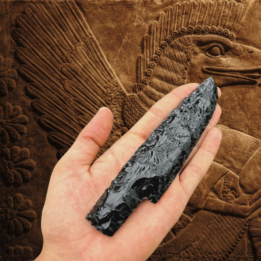 Black Obsidian Crystal Knife: Carved ,Tool (6 Inch)