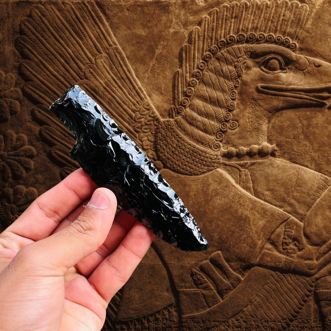 Black Obsidian Crystal Knife: Carved ,Tool (6 Inch)