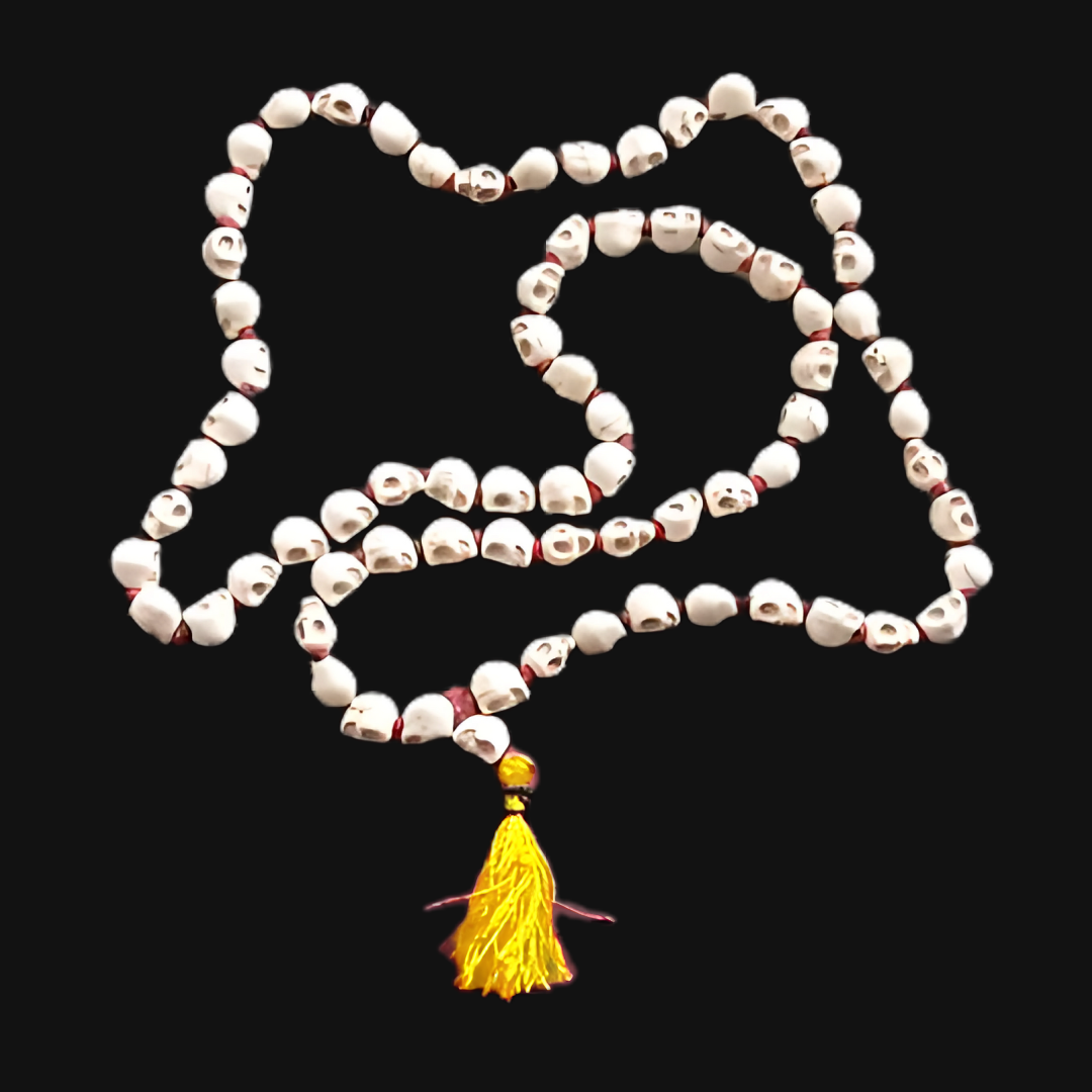Kali Mala – 108 Skull Beads Necklace for Goddess Kali Worship & Protection