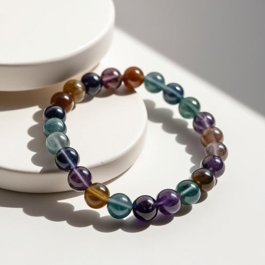 Fluorite 8mm Beaded Bracelet