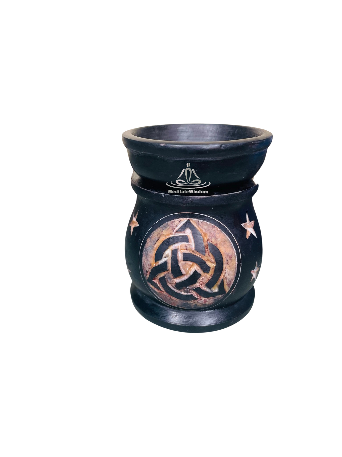 Oil Burner Aroma Diffuser|triquetra Hand Carved jali Work|Soapstone|for Aromatherapy